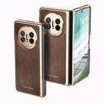 For Huawei Mate X5 Integrated Gold Wire Silver Brocade Plating Phone Case(Brown)