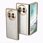 For Huawei Mate X5 Integrated Gold Wire Silver Brocade Plating Phone Case(White)