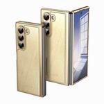 For Samsung Galaxy Z Fold6 Integrated Gold Wire Silver Brocade Plating Phone Case(Gold)