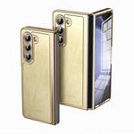 For Samsung Galaxy Z Fold5 Integrated Gold Wire Silver Brocade Plating Phone Case(Gold)