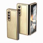 For Samsung Galaxy Z Fold3 Integrated Gold Wire Silver Brocade Plating Phone Case(Gold)