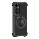 For Samsung Galaxy S25+ 5G CD Texture 360 Degree Rotating Holder MagSafe Phone Case(Black)
