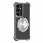 For Samsung Galaxy S25+ 5G CD Texture 360 Degree Rotating Holder MagSafe Phone Case(Grey)