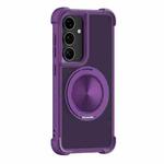 For Samsung Galaxy S25+ 5G CD Texture 360 Degree Rotating Holder MagSafe Phone Case(Purple)