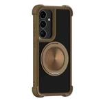 For Samsung Galaxy S25+ 5G CD Texture 360 Degree Rotating Holder MagSafe Phone Case(Gold)
