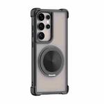 For Samsung Galaxy S25 Ultra 5G CD Texture 360 Degree Rotating Holder MagSafe Phone Case(Black)