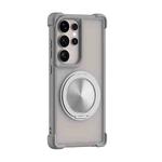 For Samsung Galaxy S25 Ultra 5G CD Texture 360 Degree Rotating Holder MagSafe Phone Case(Grey)