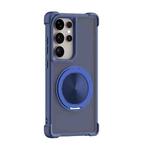 For Samsung Galaxy S25 Ultra 5G CD Texture 360 Degree Rotating Holder MagSafe Phone Case(Blue)