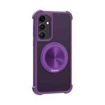For Samsung Galaxy S23 5G CD Texture 360 Degree Rotating Holder MagSafe Phone Case(Purple)