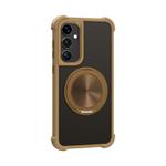 For Samsung Galaxy S23 5G CD Texture 360 Degree Rotating Holder MagSafe Phone Case(Gold)