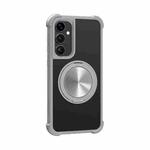 For Samsung Galaxy S23 FE 5G CD Texture 360 Degree Rotating Holder MagSafe Phone Case(Grey)