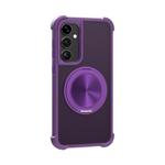 For Samsung Galaxy S23 FE 5G CD Texture 360 Degree Rotating Holder MagSafe Phone Case(Purple)