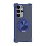 For Samsung Galaxy S23 Ultra 5G CD Texture 360 Degree Rotating Holder MagSafe Phone Case(Blue)