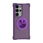 For Samsung Galaxy S23 Ultra 5G CD Texture 360 Degree Rotating Holder MagSafe Phone Case(Purple)