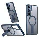 For Samsung Galaxy S23 FE 5G Star Shine Series TPU + PC MagSafe Phone Case with Fold Holder(Navy Blue)