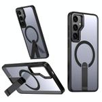 For Samsung Galaxy S24 5G / S25 5G Star Shine Series TPU + PC MagSafe Phone Case with Fold Holder(Black)