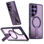 For Samsung Galaxy S25 Ultra 5G Star Shine Series TPU + PC MagSafe Phone Case with Fold Holder(Purple)