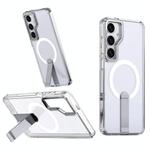 For Samsung Galaxy S24 FE 5G Star Shine Series TPU + PC MagSafe Phone Case with Fold Holder(Transparent)
