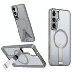 For Samsung Galaxy S24 FE 5G Star Shine Series TPU + PC MagSafe Phone Case with Fold Holder(Grey)