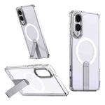 For Samsung Galaxy S25 Edge 5G Star Shine Series TPU + PC MagSafe Phone Case with Fold Holder(Transparent)
