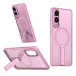 For Samsung Galaxy S25 Edge 5G Star Shine Series TPU + PC MagSafe Phone Case with Fold Holder(Pink)