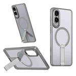 For Samsung Galaxy S25 Edge 5G Star Shine Series TPU + PC MagSafe Phone Case with Fold Holder(Grey)