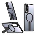 For Samsung Galaxy S25 Edge 5G Star Shine Series TPU + PC MagSafe Phone Case with Fold Holder(Black)