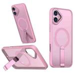 For iPhone 16 Plus Star Shine Series TPU + PC MagSafe Phone Case with Fold Holder(Pink)