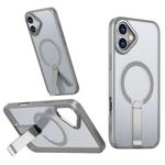 For iPhone 16 Plus Star Shine Series TPU + PC MagSafe Phone Case with Fold Holder(Grey)