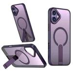 For iPhone 16 Plus Star Shine Series TPU + PC MagSafe Phone Case with Fold Holder(Purple)