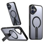 For iPhone 16 Plus Star Shine Series TPU + PC MagSafe Phone Case with Fold Holder(Black)