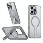 For iPhone 13 Pro Max Star Shine Series TPU + PC MagSafe Phone Case with Fold Holder(Grey)