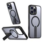 For iPhone 12 Pro Max Star Shine Series TPU + PC MagSafe Phone Case with Fold Holder(Black)