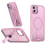 For iPhone 12 mini Star Shine Series TPU + PC MagSafe Phone Case with Fold Holder(Pink)