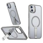 For iPhone 12 mini Star Shine Series TPU + PC MagSafe Phone Case with Fold Holder(Grey)