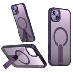 For iPhone 13 mini Star Shine Series TPU + PC MagSafe Phone Case with Fold Holder(Purple)