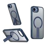 For iPhone 16e Star Shine Series TPU + PC MagSafe Phone Case with Fold Holder(Navy Blue)