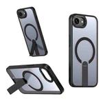 For iPhone 16e Star Shine Series TPU + PC MagSafe Phone Case with Fold Holder(Black)