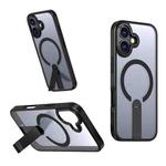 For iPhone 17 Star Shine Series TPU + PC MagSafe Phone Case with Fold Holder(Black)