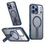 For iPhone 17 Pro Max Star Shine Series TPU + PC MagSafe Phone Case with Fold Holder(Navy Blue)