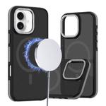For iPhone 16 Plus Dual-Color Skin Feel MagSafe Phone Case(Black Grey)