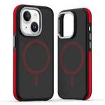 For iPhone 15 Dual-Color Skin Feel MagSafe Phone Case(Black Red)