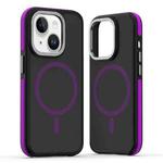 For iPhone 14 / 13 Dual-Color Skin Feel MagSafe Phone Case(Black Purple)