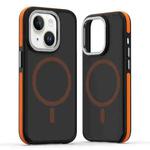 For iPhone 14 / 13 Dual-Color Skin Feel MagSafe Phone Case(Black Orange)