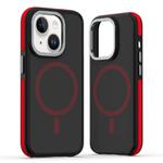 For iPhone 14 / 13 Dual-Color Skin Feel MagSafe Phone Case(Black Red)