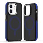 For iPhone 12 / 12 Pro Dual-Color Skin Feel MagSafe Phone Case(Black Blue)