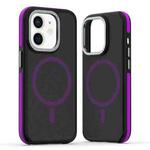 For iPhone 12 / 12 Pro Dual-Color Skin Feel MagSafe Phone Case(Black Purple)