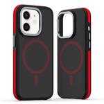 For iPhone 12 / 12 Pro Dual-Color Skin Feel MagSafe Phone Case(Black Red)