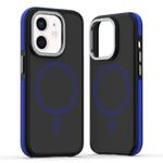 For iPhone 11 Dual-Color Skin Feel MagSafe Phone Case(Black Blue)