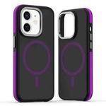 For iPhone 11 Dual-Color Skin Feel MagSafe Phone Case(Black Purple)